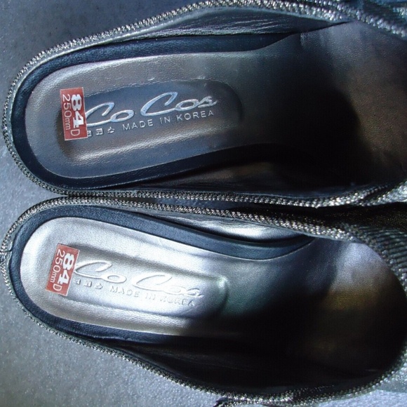 Co Cos Made in Corea 84D 250mm Women's Heel Glitter Selver Sandals Size-8/38 - Picture 9 of 13